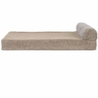 FurHaven Faux Fleece & Corduroy Chaise Lounge Memory Top Sofa Pet Bed - Sandstone (Small)