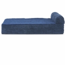 FurHaven Faux Fleece & Corduroy Chaise Lounge Orthopedic Sofa Pet Bed - Navy Blue (Medium)