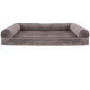FurHaven Faux Fur & Velvet Cooling Gel Top Sofa Pet Bed - Driftwood Brown (Jumbo)