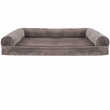 FurHaven Faux Fur & Velvet Cooling Gel Top Sofa Pet Bed - Driftwood Brown (Small)