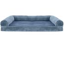 FurHaven Faux Fur & Velvet Cooling Gel Top Sofa Pet Bed - Harbor Blue (Small)