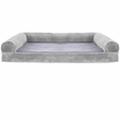 FurHaven Faux Fur & Velvet Cooling Gel Top Sofa Pet Bed - Smoke Gray (Large)