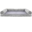FurHaven Faux Fur & Velvet Cooling Gel Top Sofa Pet Bed - Smoke Gray (Medium)