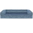 FurHaven Faux Fur & Velvet Memory Top Sofa Pet Bed - Harbor Blue (Large)