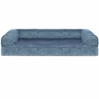 FurHaven Faux Fur & Velvet Memory Top Sofa Pet Bed - Harbor Blue (Medium)