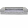 FurHaven Faux Fur & Velvet Memory Top Sofa Pet Bed - Smoke Gray (Jumbo)