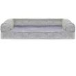 FurHaven Faux Fur & Velvet Memory Top Sofa Pet Bed - Smoke Gray (Small)