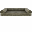FurHaven Faux Fur & Velvet Orthopedic Sofa Pet Bed - Dark Sage (Large)