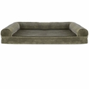 FurHaven Faux Fur & Velvet Orthopedic Sofa Pet Bed - Dark Sage (Small)