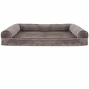 FurHaven Faux Fur & Velvet Orthopedic Sofa Pet Bed - Driftwood Brown (Medium)