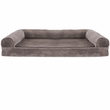 FurHaven Faux Fur & Velvet Orthopedic Sofa Pet Bed - Driftwood Brown (Small)