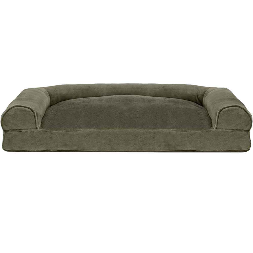 FurHaven Faux Fur & Velvet Pillow Sofa Pet Bed