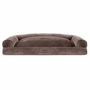 FurHaven Faux Fur & Velvet Pillow Sofa Pet Bed - Driftwood Brown (Large)