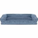 FurHaven Faux Fur & Velvet Pillow Sofa Pet Bed - Harbor Blue (Large)