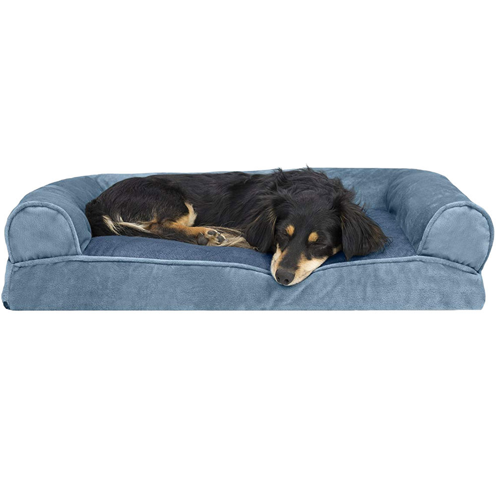 FURHAVEN-FAUX-FUR-VELVET-PILLOW-BED-BLUE-SMALL