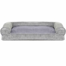 FurHaven Faux Fur & Velvet Pillow Sofa Pet Bed - Smoke Gray (Large)