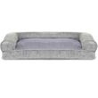 FurHaven Faux Fur & Velvet Pillow Sofa Pet Bed - Smoke Gray (Small)