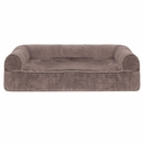 FurHaven Faux Fur & Velvet Pillow Sofa Pet Bed - Stone Gray (Medium)