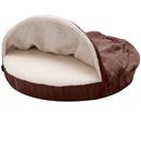 FurHaven Faux Sheepskin Snuggery Memory Top Foam Pet Bed - Espresso (26")