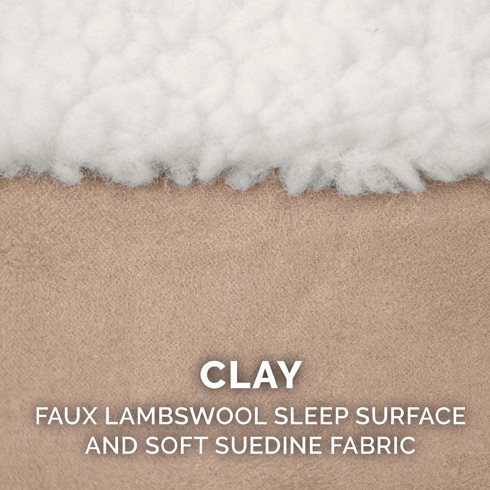 FURHAVEN-FAUX-SHERPA-SUEDE-OVAL-PET-BED-CLAY-SM