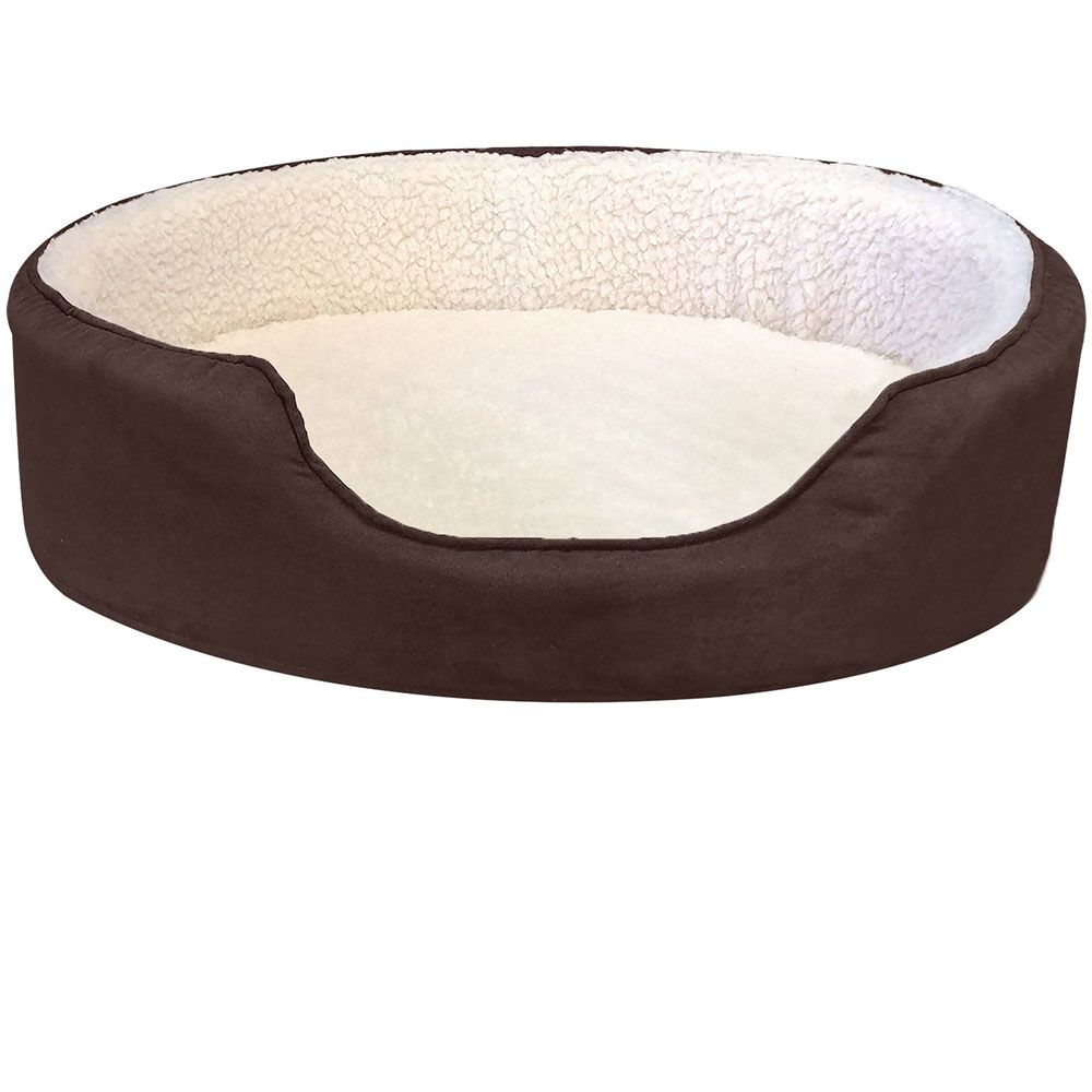 FURHAVEN-FAUX-SHERPA-SUEDE-OVAL-PET-BED-ESPRESSO-MED