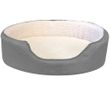 FurHaven Faux Sherpa & Suede Oval Pet Bed - Gray (Large)