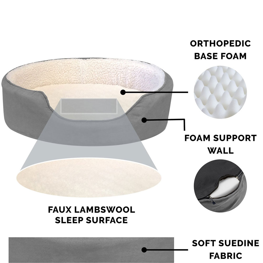 FURHAVEN-FAUX-SHERPA-SUEDE-OVAL-PET-BED-GRAY-LG