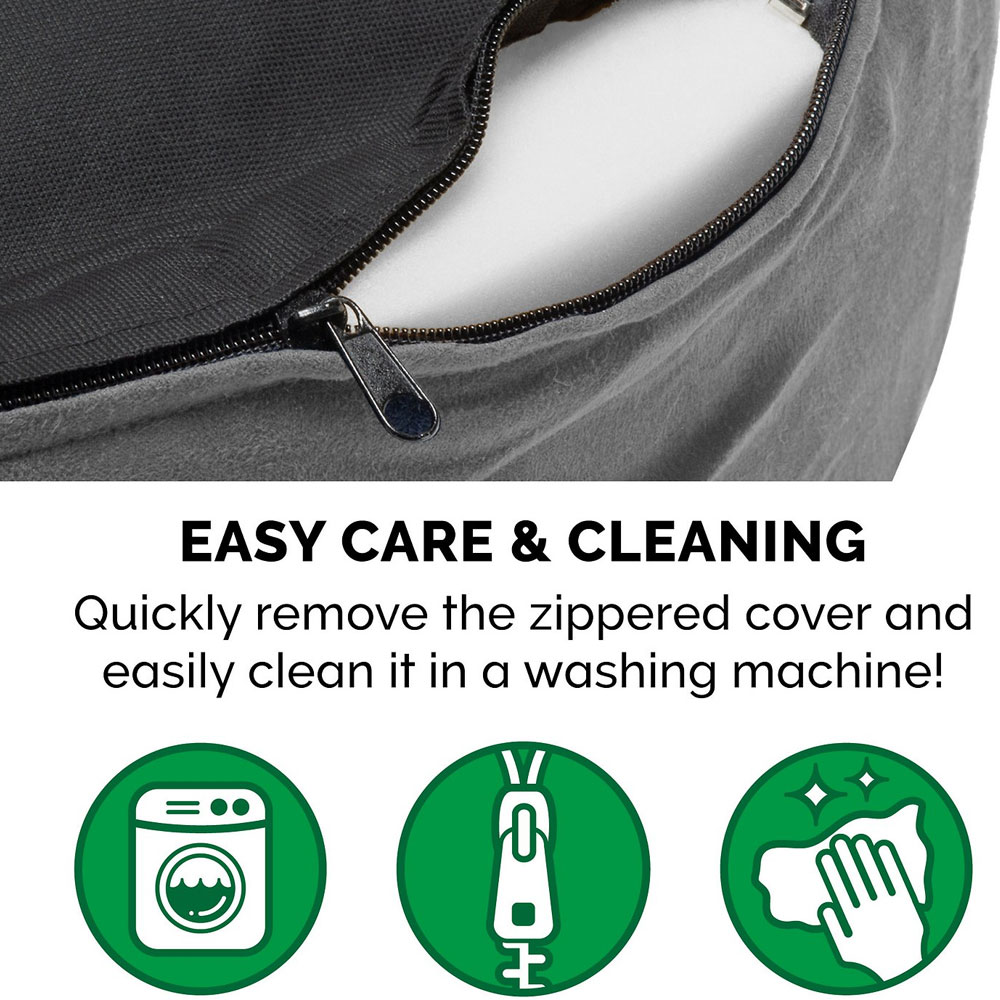 FURHAVEN-FAUX-SHERPA-SUEDE-OVAL-PET-BED-GRAY-LG