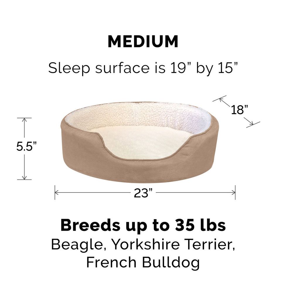 FURHAVEN-FAUX-SHERPA-SUEDE-OVAL-PET-BED-GRAY-MED