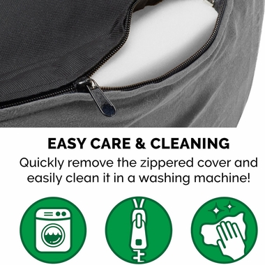 FURHAVEN-FAUX-SHERPA-SUEDE-OVAL-PET-BED-GRAY-MED