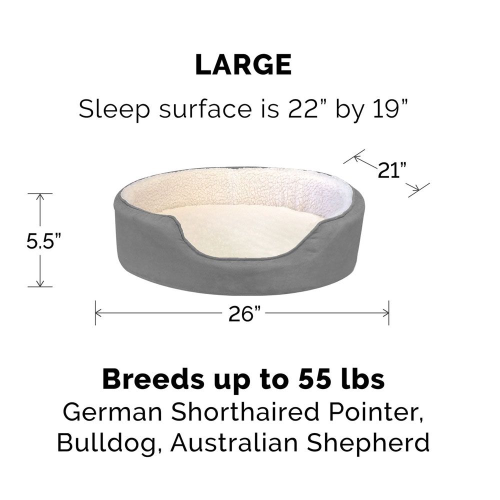 FURHAVEN-FAUX-SHERPA-SUEDE-OVAL-PET-BED-NAVY-LG