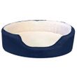 FurHaven Faux Sherpa & Suede Oval Pet Bed - Navy (Medium)