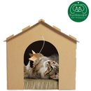 Furhaven Gingerbread House Corrugated Scratcher - Plain with Gift Box and Catnip