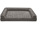 FurHaven Luxe Fur & Performance Linen Orthopedic Sofa Bed - Charcoal (Medium)
