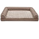 FurHaven Luxe Fur & Performance Linen Orthopedic Sofa Bed - Woodsmoke