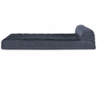 FurHaven Memory Top Chaise Lounge Quilted Fleece & Print Suede - Dark Blue (Large)