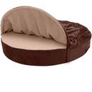 FurHaven Microvelvet Snuggery Gel Top Foam Pet Bed - Espresso (35")