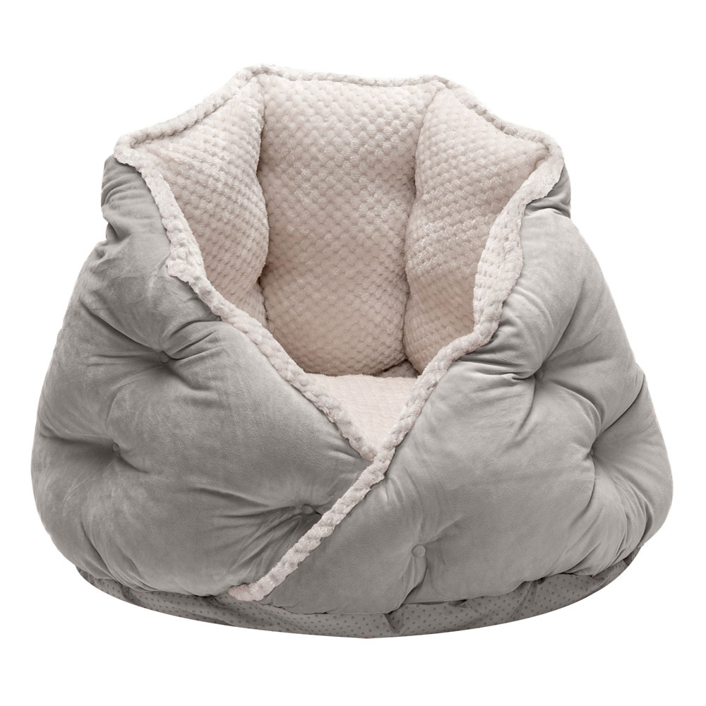 FurHaven Minky Faux Fur & Velvet Calming Hug Bed