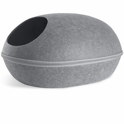 FURHAVEN-OVAL-FELT-CUBBY-WITH-PAW-CUT-OUT-HEATHER-GRAY