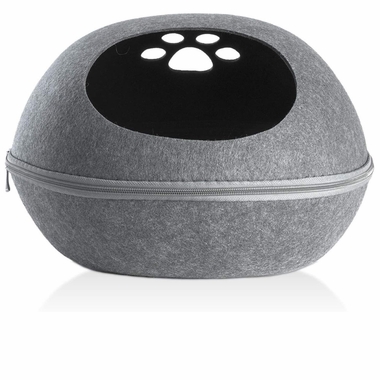 FURHAVEN-OVAL-FELT-CUBBY-WITH-PAW-CUT-OUT-HEATHER-GRAY