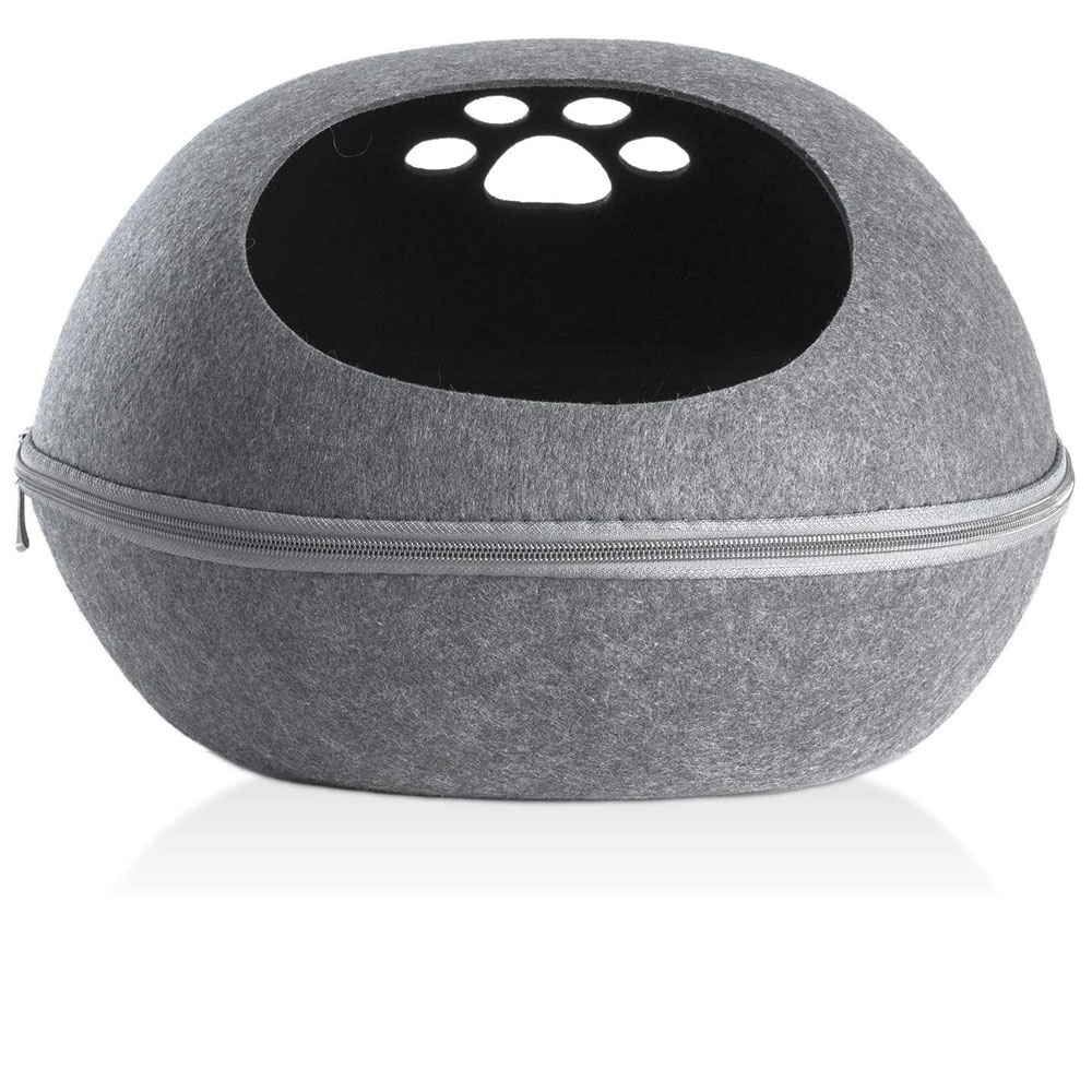 FURHAVEN-OVAL-FELT-CUBBY-WITH-PAW-CUT-OUT-HEATHER-GRAY