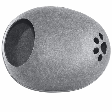 FURHAVEN-OVAL-FELT-CUBBY-WITH-PAW-CUT-OUT-HEATHER-GRAY