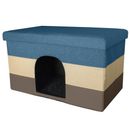 FurHaven Pet House Ottoman - Beach House Stripe Browns & Blue (Large)