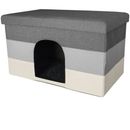FurHaven Pet House Ottoman - Hygge Stripe Grays & Cream (Large)