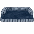 FurHaven Plush & Decor Comfy Couch Cooling Gel Top Short Sided Sofa Pet Bed - Diamond Blue (Jumbo Plus)