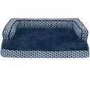 FurHaven Plush & Decor Comfy Couch Cooling Gel Top Short Sided Sofa Pet Bed - Diamond Blue (Large)