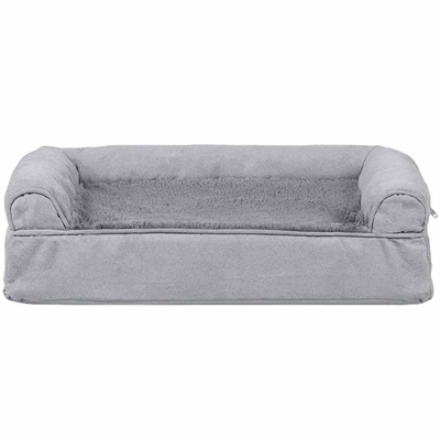 FURHAVEN-PLUSH-SUEDE-ORTHOPEDIC-BED-GRAY-LARGE