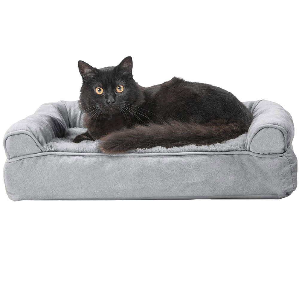 FURHAVEN-PLUSH-SUEDE-ORTHOPEDIC-BED-GRAY-SMALL