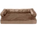 FurHaven Plush & Velvet Comfy Couch Cooling Gel Top Sofa-Style Pet Bed - Almondine (Medium)
