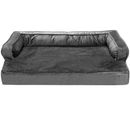 FurHaven Plush & Velvet Comfy Couch Cooling Gel Top Sofa-Style Pet Bed - Dark Gray (Medium)